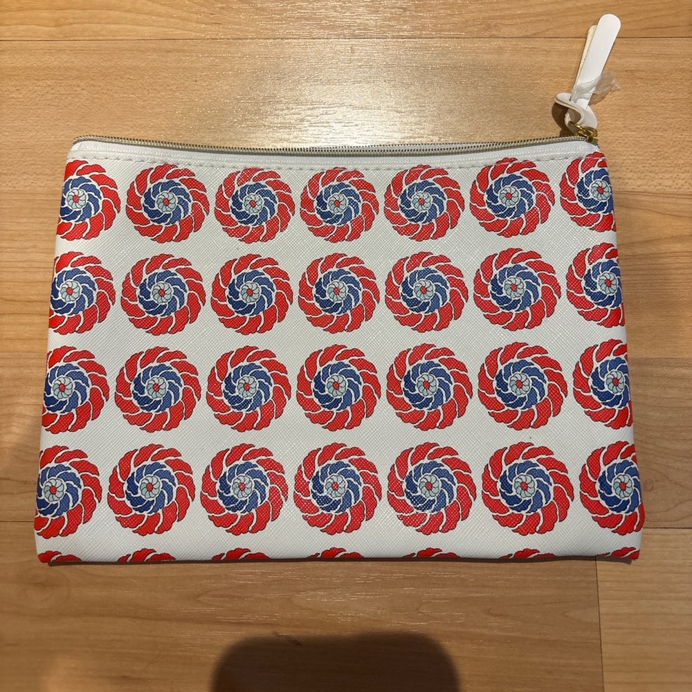 Turkish Airlines Red & Blue Floral Pattern Travel Pouch